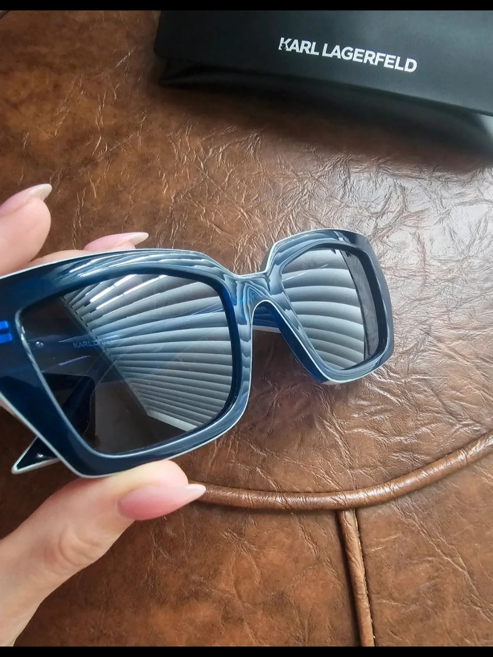 Karl Lagerfeld Women's Navy Blue Square Sunglasses